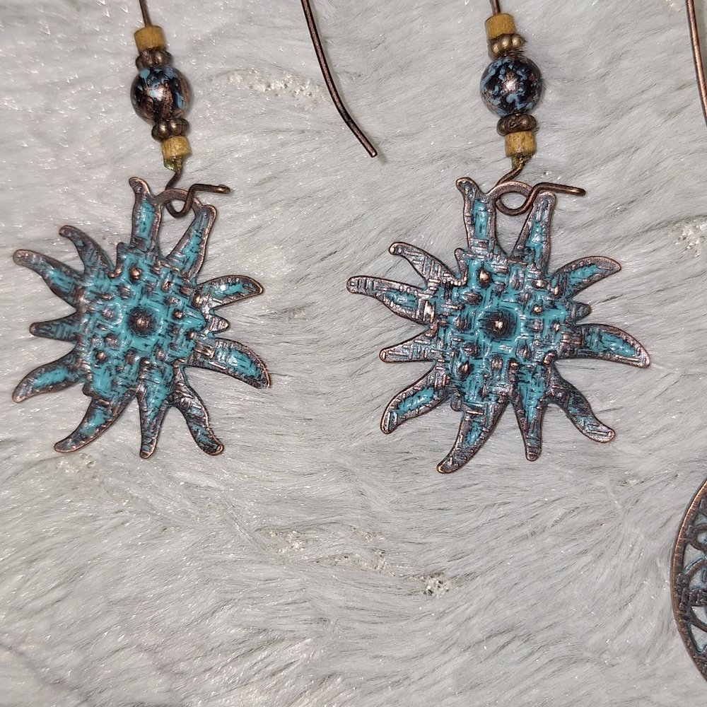 Boho Turquoise Dangle Earring Set - Picture 6 of 6